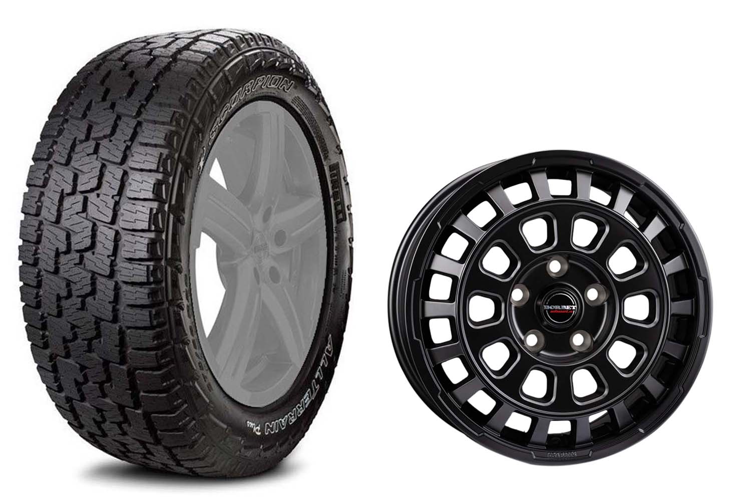 Pirelli Scorpion A/T plus All Terrain 265/65R18 auf Borbet CW7 matt Schwarz