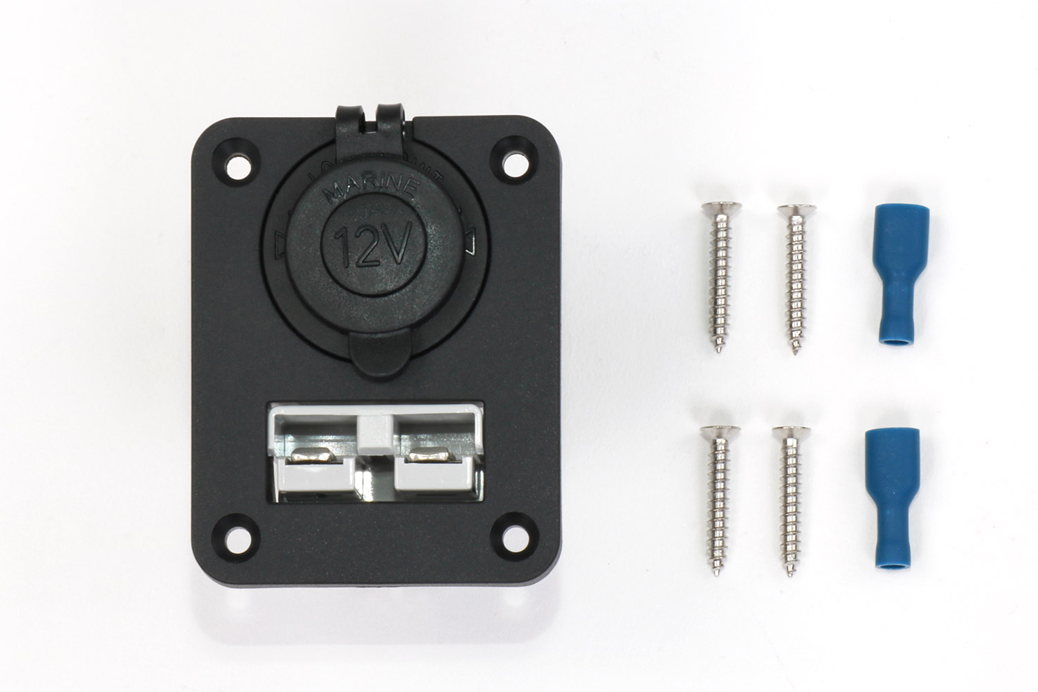 Montagepanel mit 12V Steckdose und Schnellverbinder (Anderson Style)