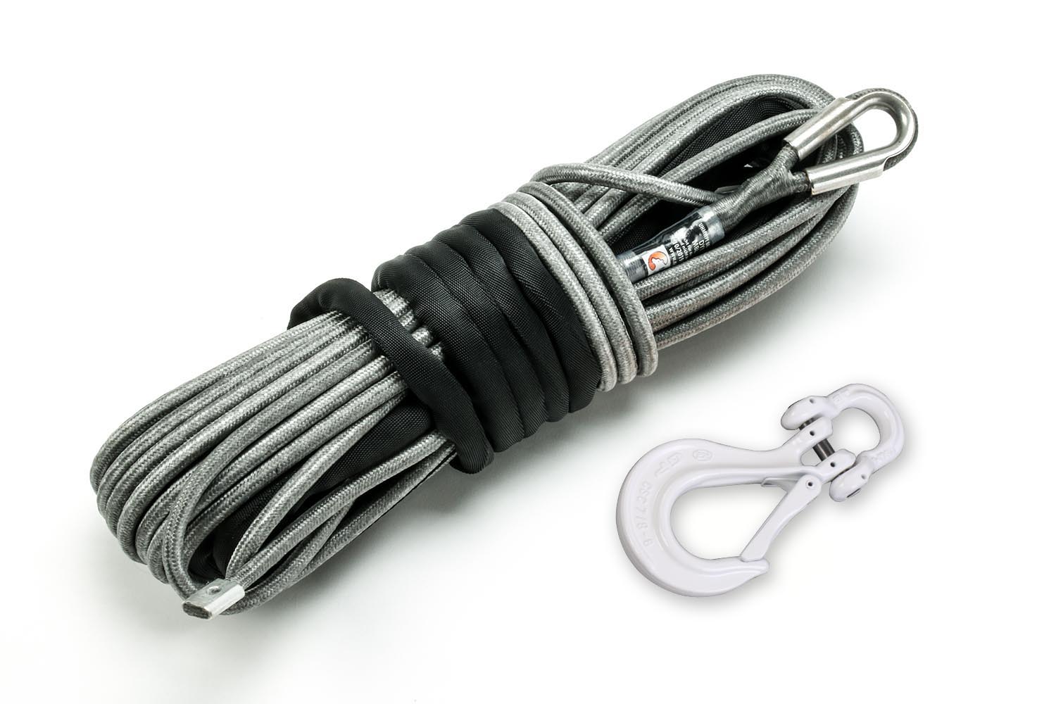  Dyneema synthetic winch rope grey, with winch hooks white