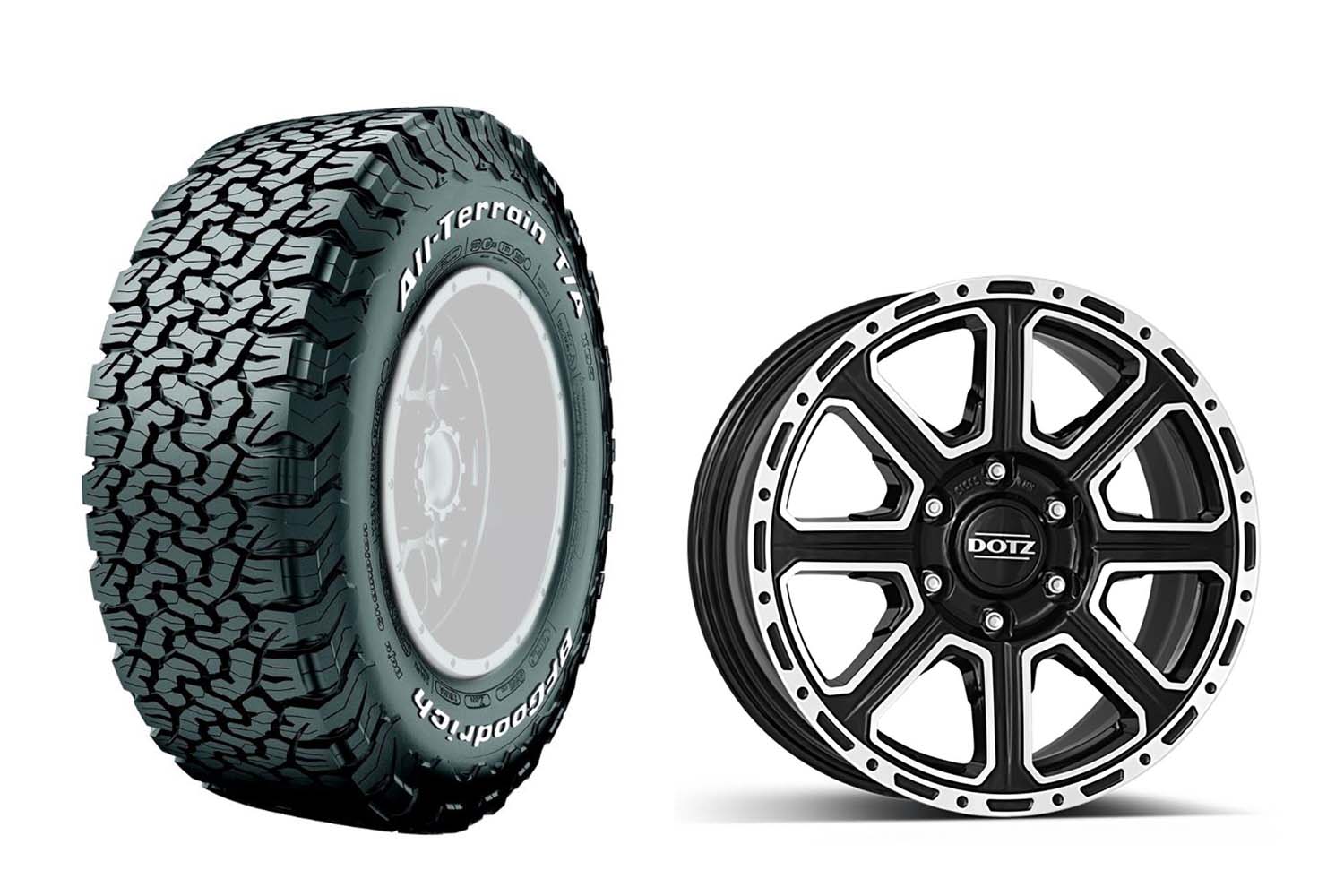 BF Goodrich All Terrain T/A KO2 265/65R18 auf Alufelge Dotz Kalahari Dark 8x18" ET30