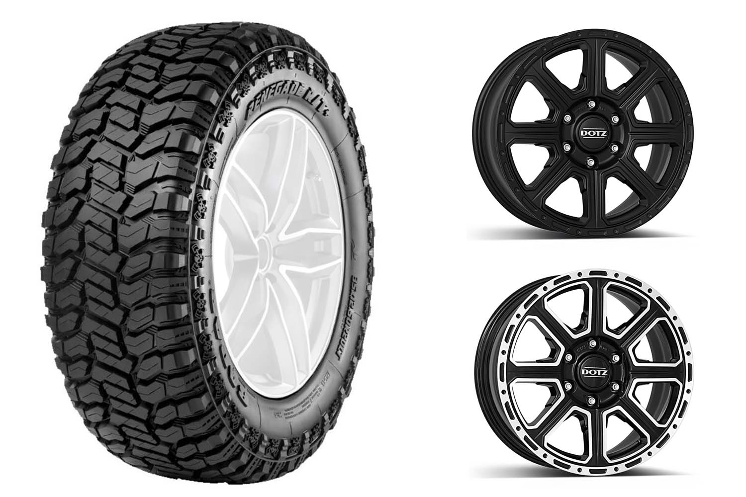 Komplettradsatz Radar Renegade R/T+ 265/65R18 117Q auf Alufelge Dotz Kalahari 8x18"