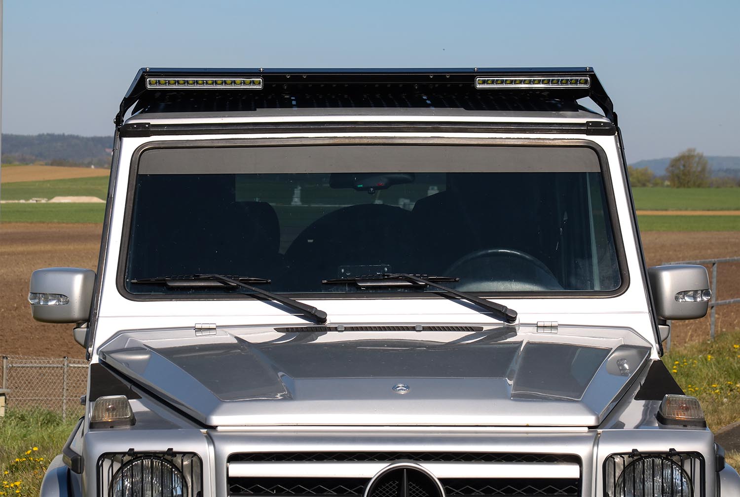 Mercedes G Klasse Dachträger, CargoBear, Anwendungsbeispiel mit Lightbars