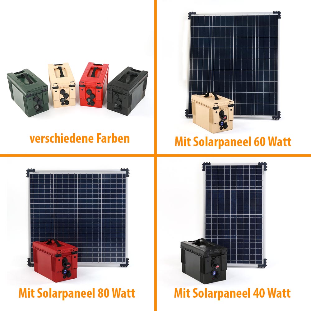 Akkubox mit Solar Paneel, blackout, prepper