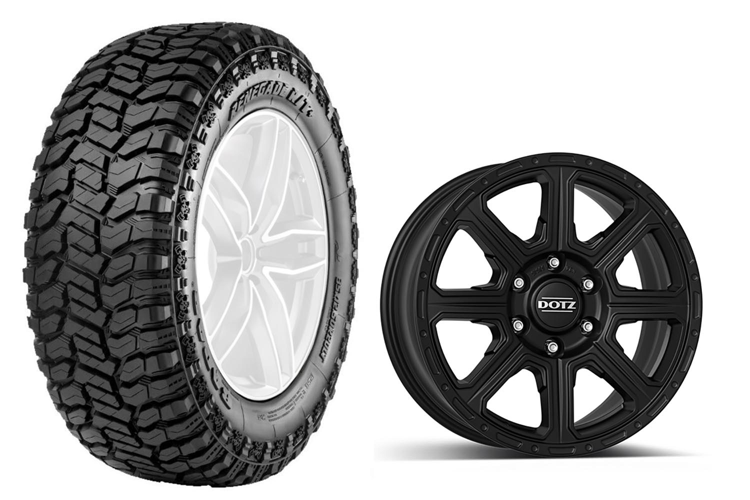 Radar Renegade R/T+ 265/65R18 117Q auf Alufelge Dotz Kalahari Black 8x18"