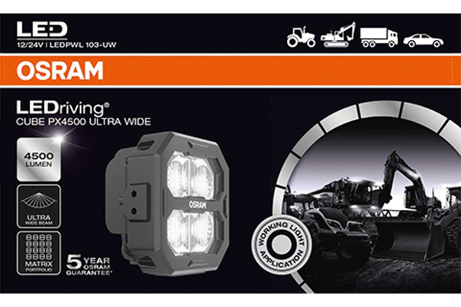 LEDPWL 103-UW, OSRAM Cube PX4500 Ultra Wide Beam