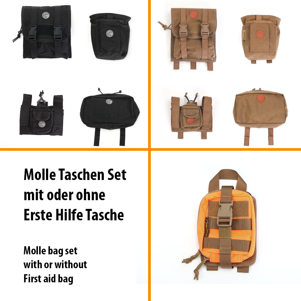 Molle Taschen Set mit oder ohne Erste Hilfe Tasche