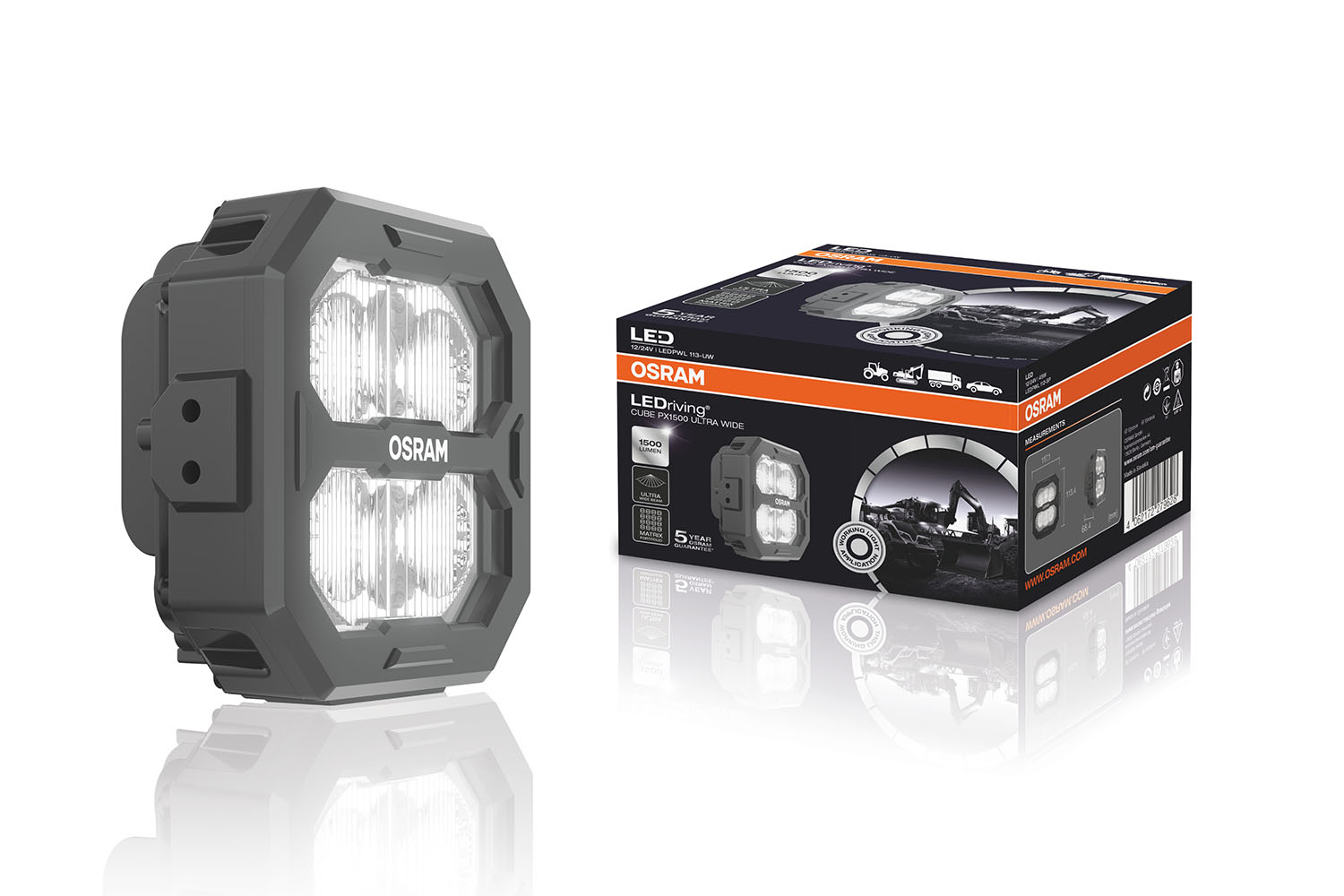 OSRAM LEDriving Cube PX1500, Ultra Wide Beam, Ansicht mit Umkarton