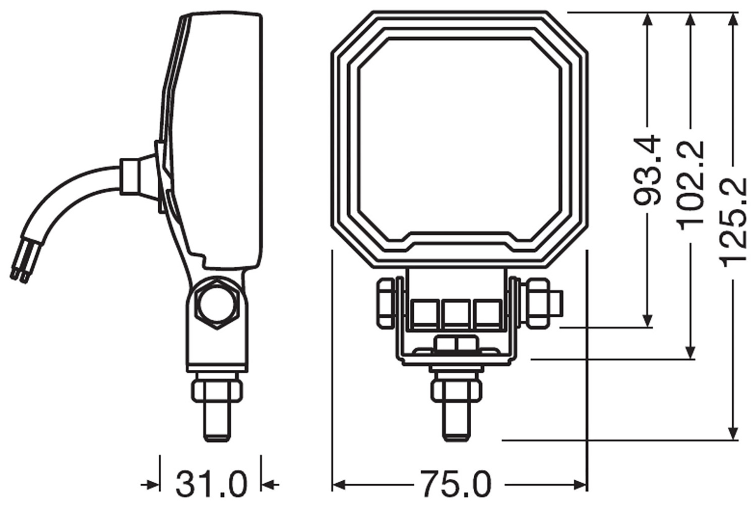 Maße, WL VX80-WD, eckig