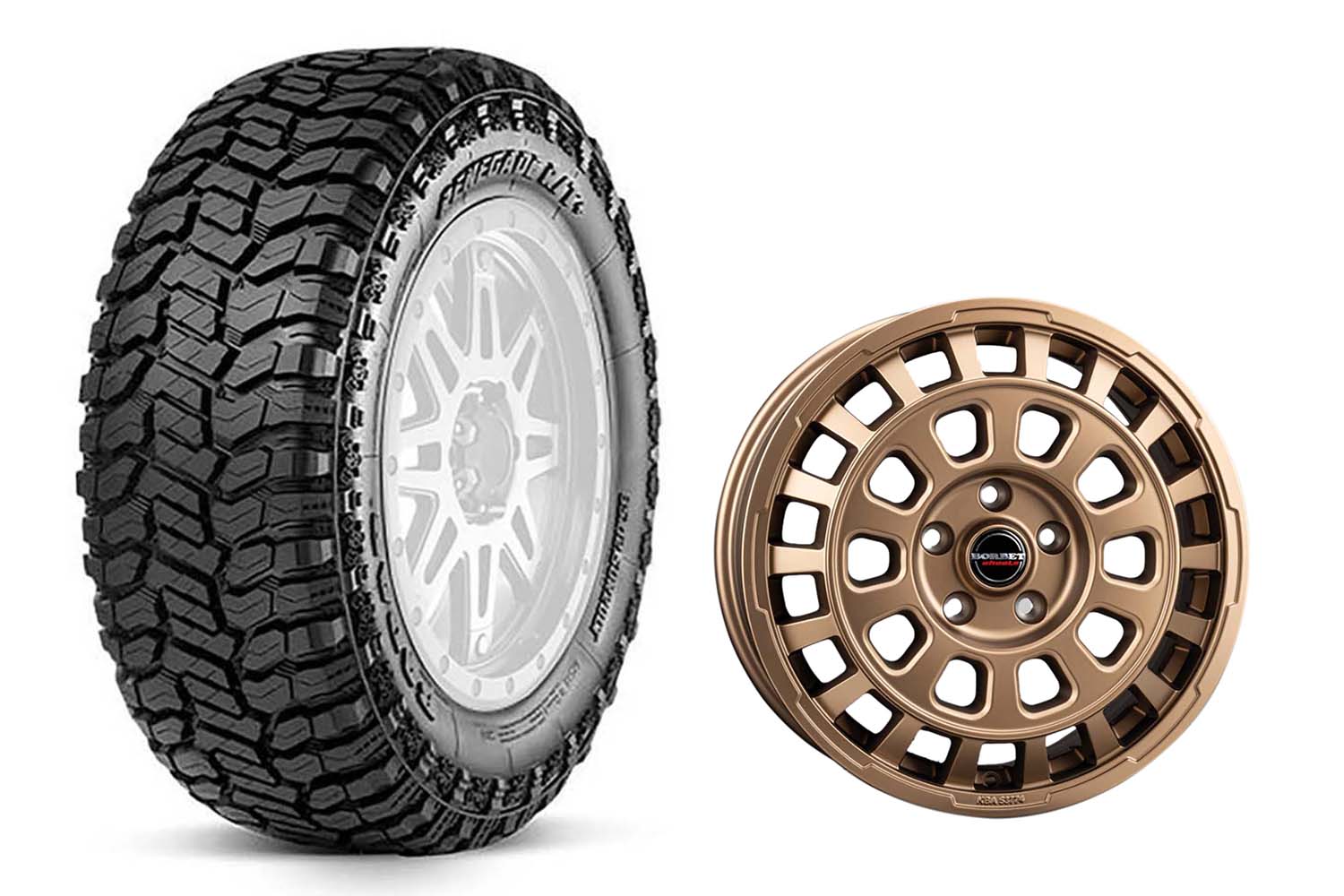 Radar Renegade R/T + Mud Terrain 265/65R18 auf Borbet CW7 matt Bronze