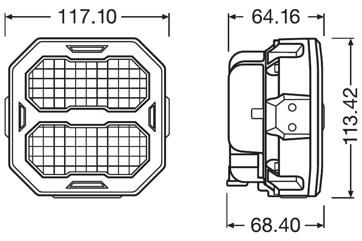 Maße, Scheinwerfer von OSRAM, PX3500 Wide