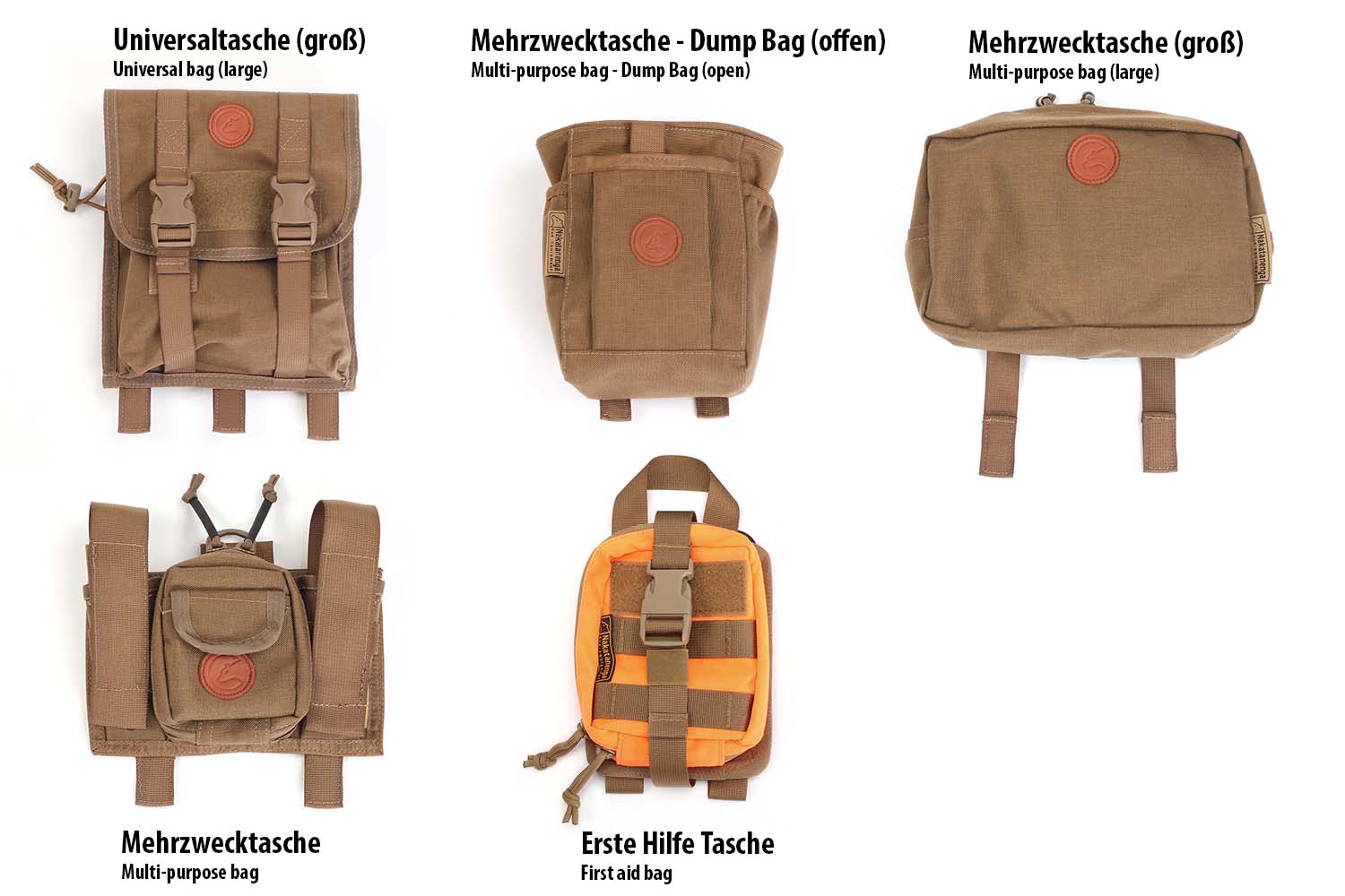 Molle Taschen Set ohne Erste-Hilfe Tasche, coyote