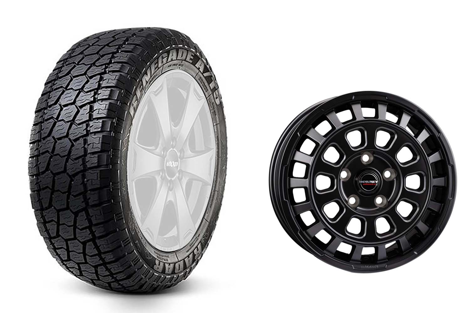 Radar Renegade A/T-5 All Terrain 265/65R18 auf Borbet CW7 matt Schwarz