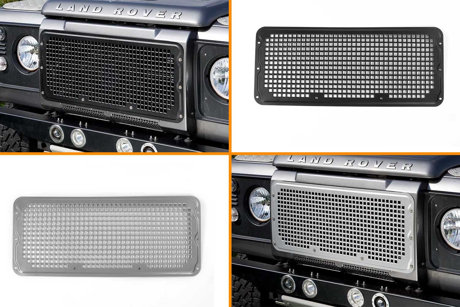 Heritage Style Kühlergrill für Land Rover Defender, silber oder schwarz