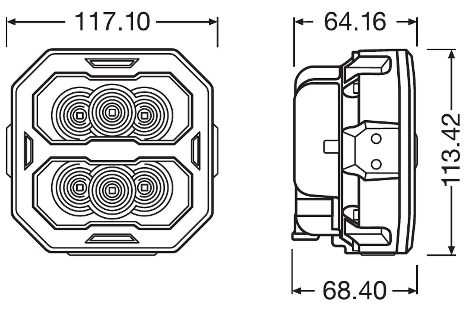 Maße, Scheinwerfer von OSRAM, PX3500 Spot