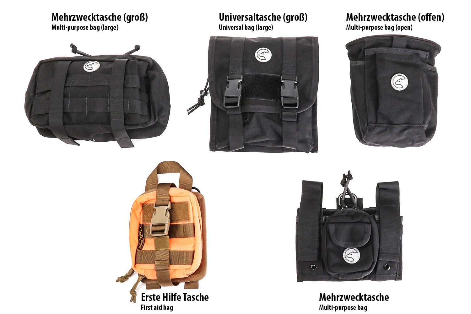 MOLLE Tschen-Set, mit Erste Hilfe Tasche, schwarz