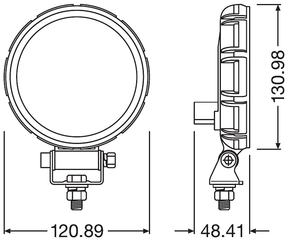 VX120R-WD, rund, Rückfahrscheinwerfer, ECE Zertifizierung