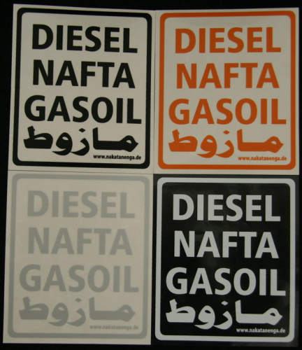 ▷ Mehrsprachiger Dieselaufkleber - hier erhältlich!